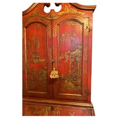19th Century English George III Style Chinoiserie Lacquered Secretary
