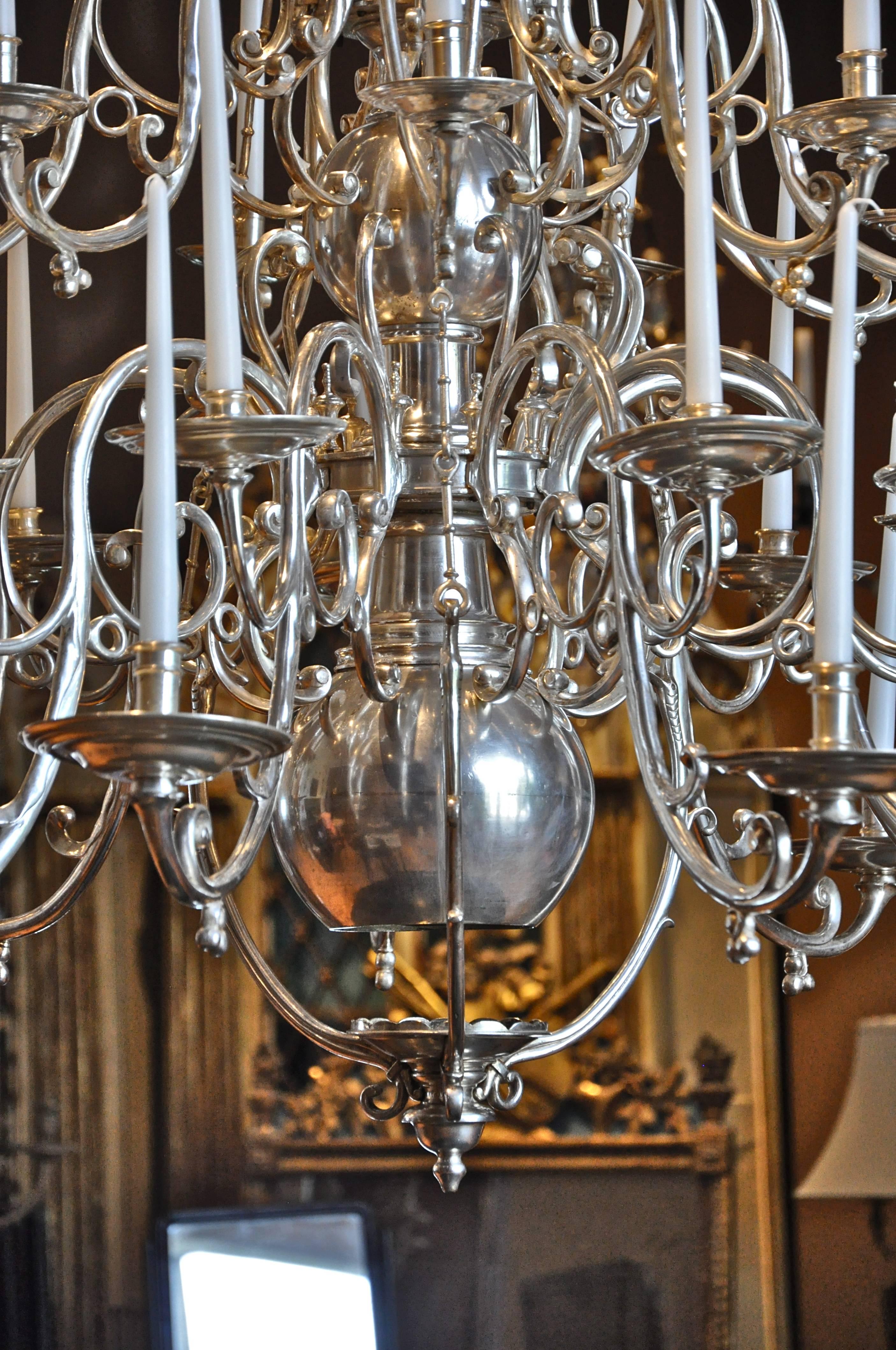 Silver Palatial 18th Century German Baroque Nickel Chandelier, Wurzburg