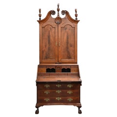 18th Century American Cherry Chippendale Secretary, Connecticut