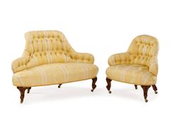 19th Century Upholstered Four-Part "Borne Settee" or Round Sofa