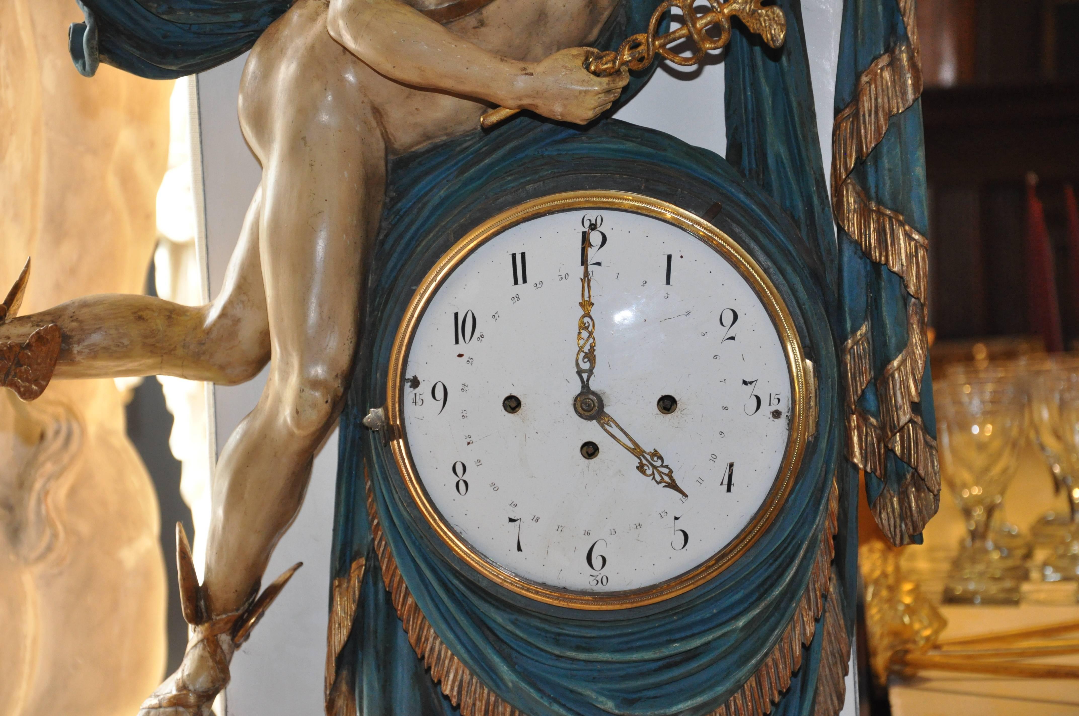 Period Early 19th Century Austrian Neoclassical Wall Clock In Excellent Condition In Essex, MA