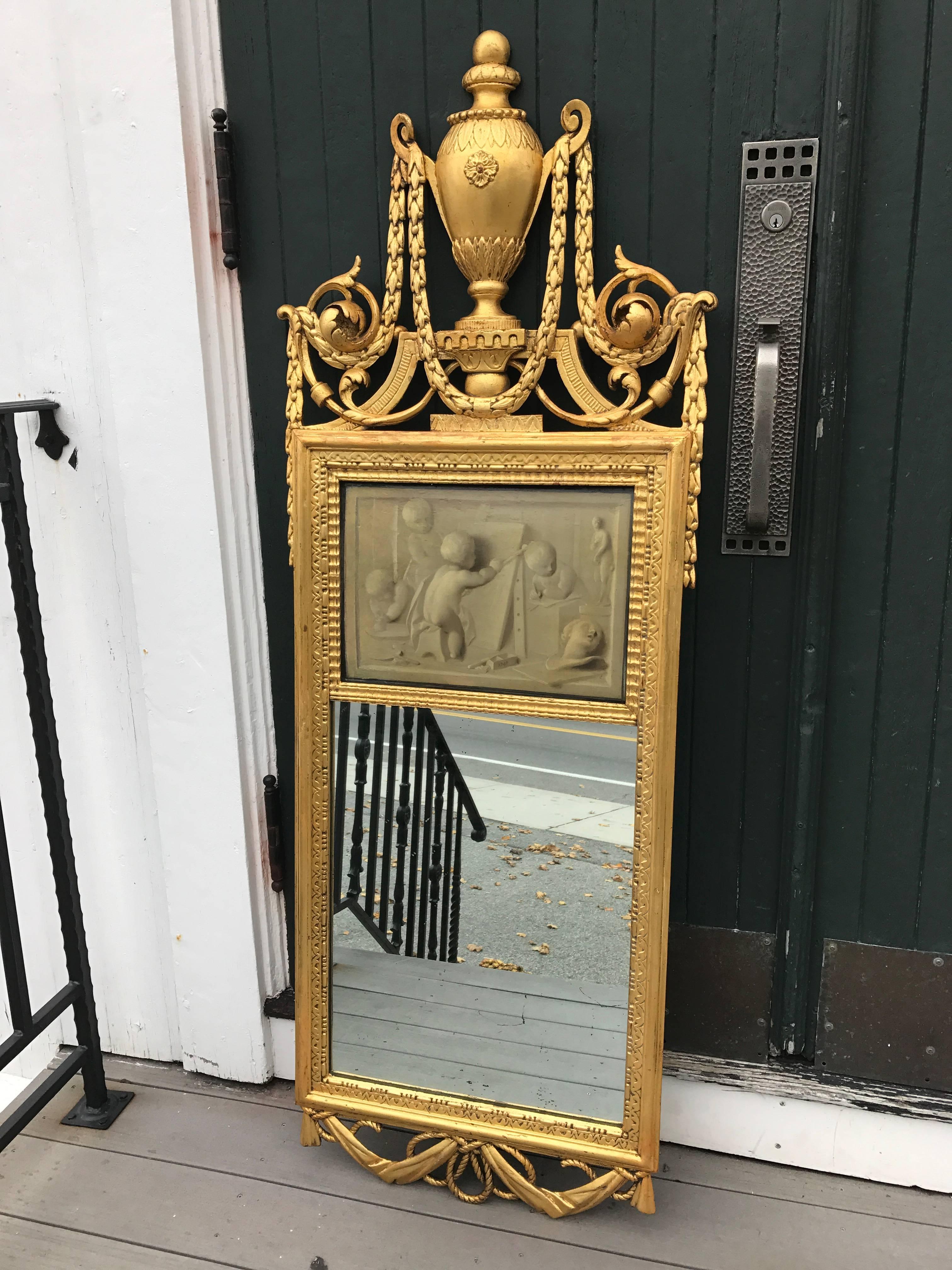 Dutch 18th Century Neoclassical Mirror with Signed Grisaille by Jacob de Wit, 1749 For Sale