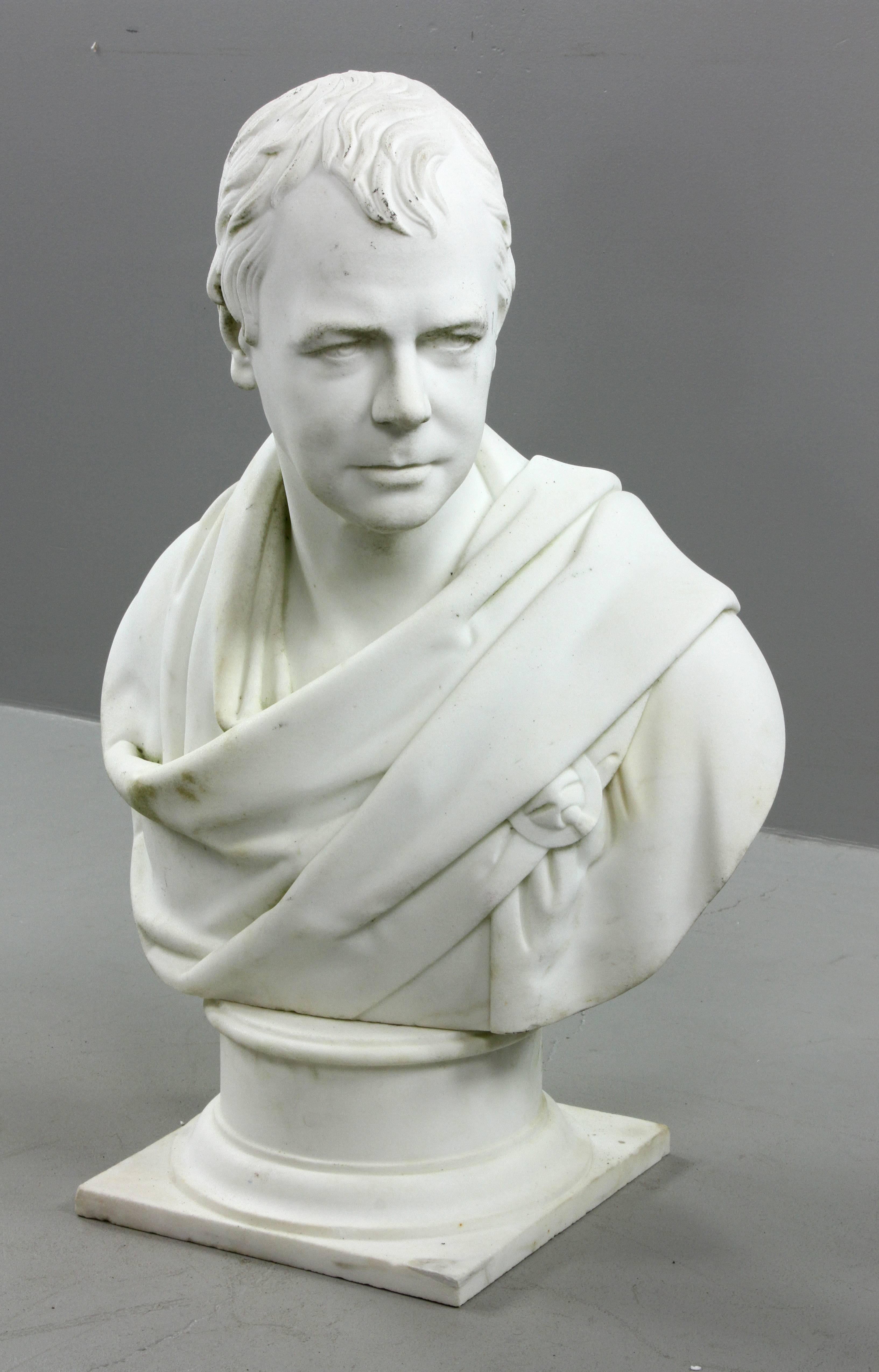 Neoclassical 19th Century Marble Bust of Sir Walter Scott After Chantrey