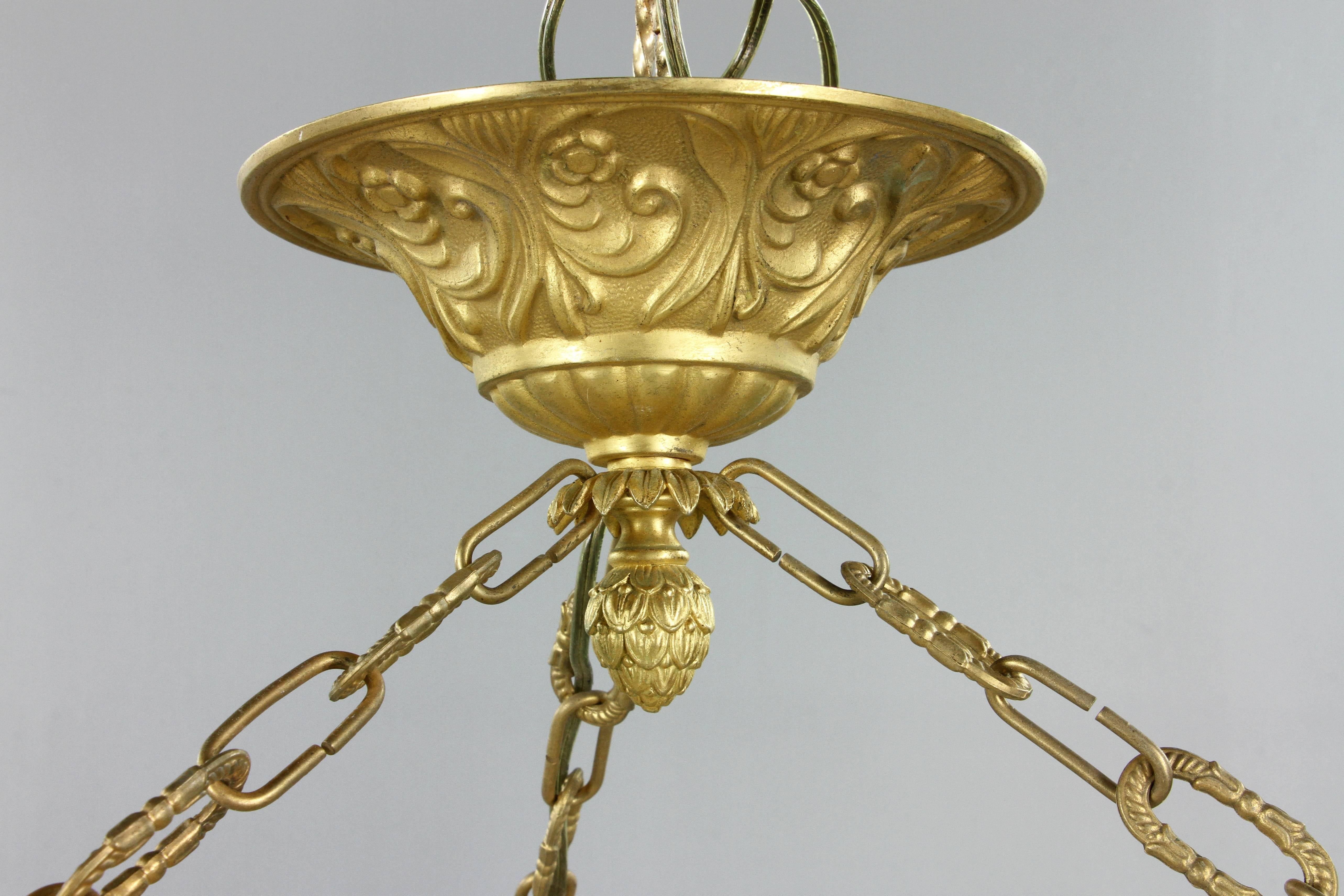 Pair of 19th Century French Gilt Bronze and Marble Louis XVI Chandeliers 3