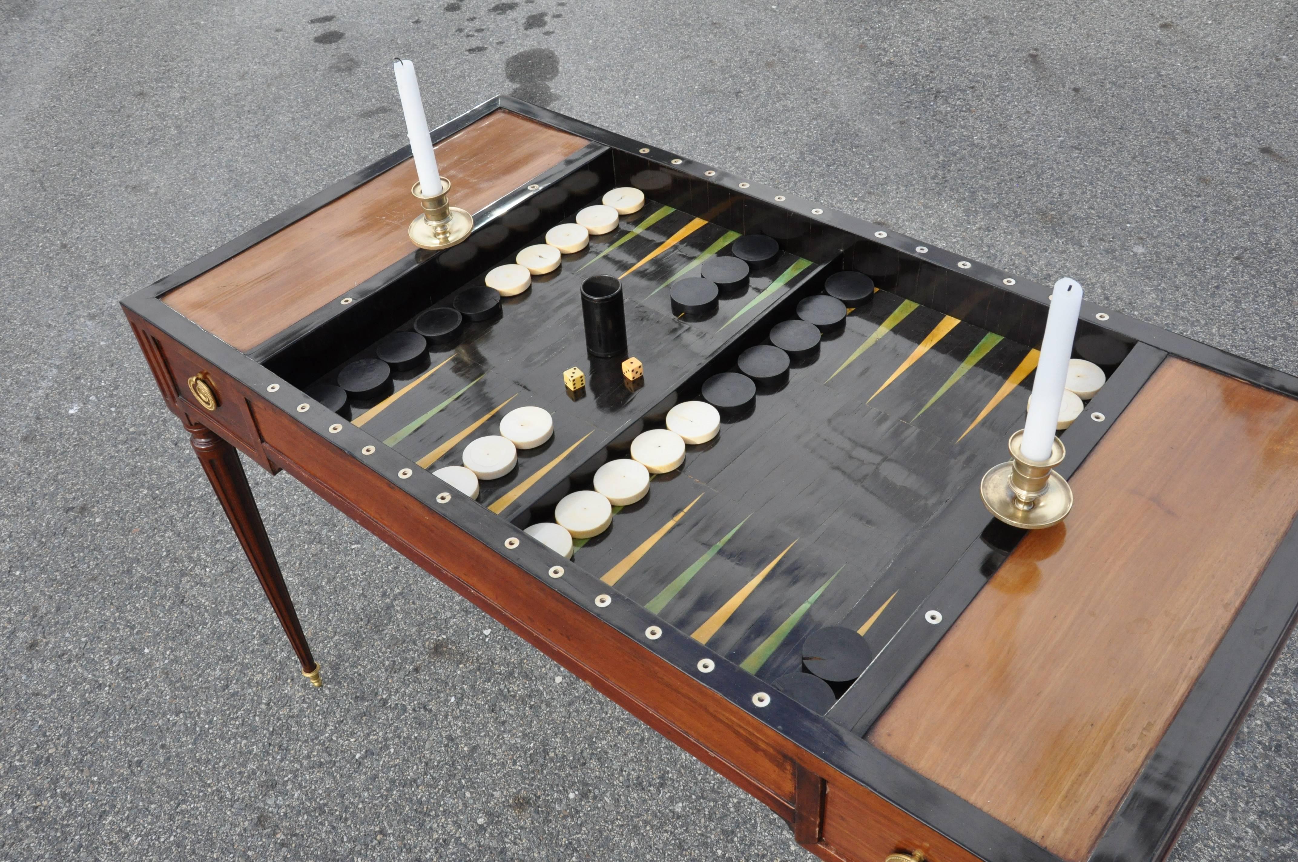 Period 18th Century French Directoire Backgammon or Tric-Trac Table In Excellent Condition In Essex, MA