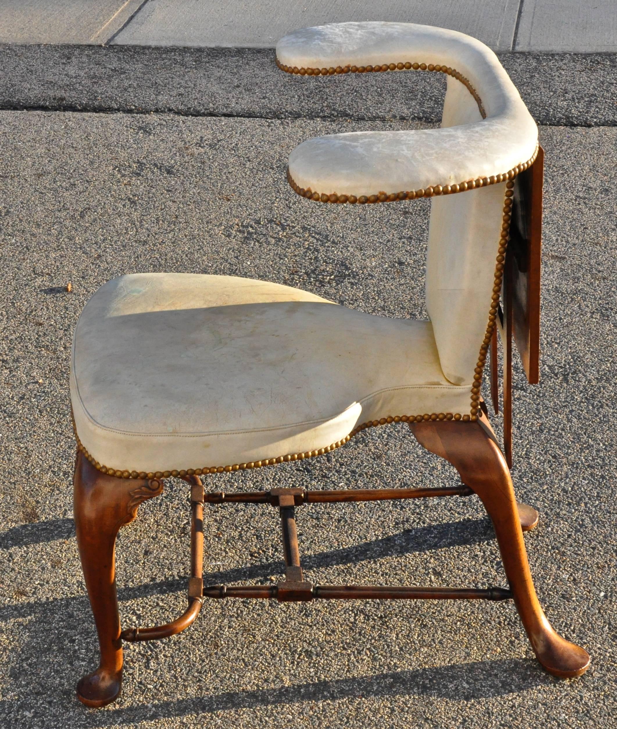 English Well Proportioned Georgian Mahogany Reading or Cockfighting Chair