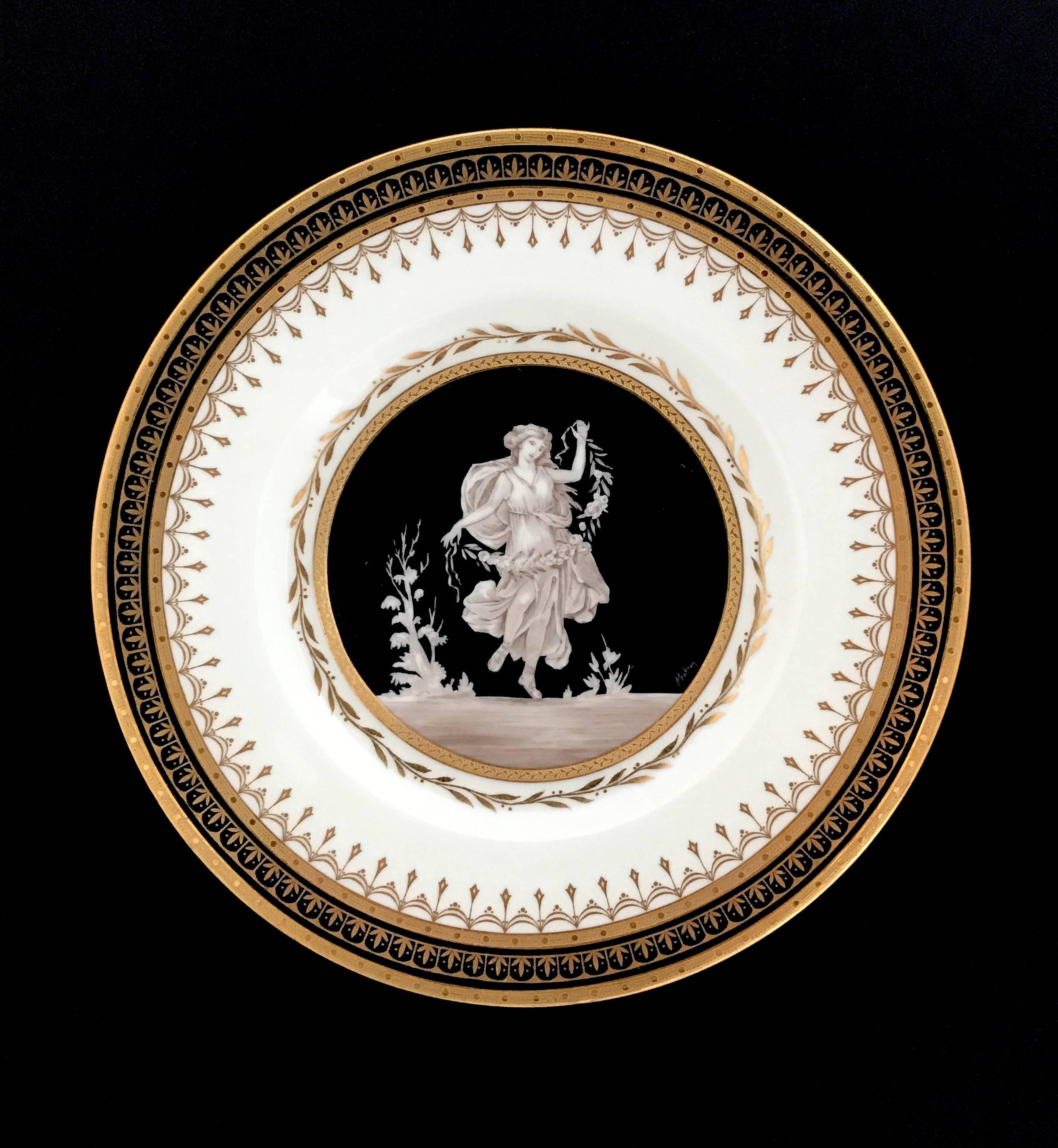20th Century Set of 12 Minton Neoclassical Porcelain Plates, circa 1929-1930