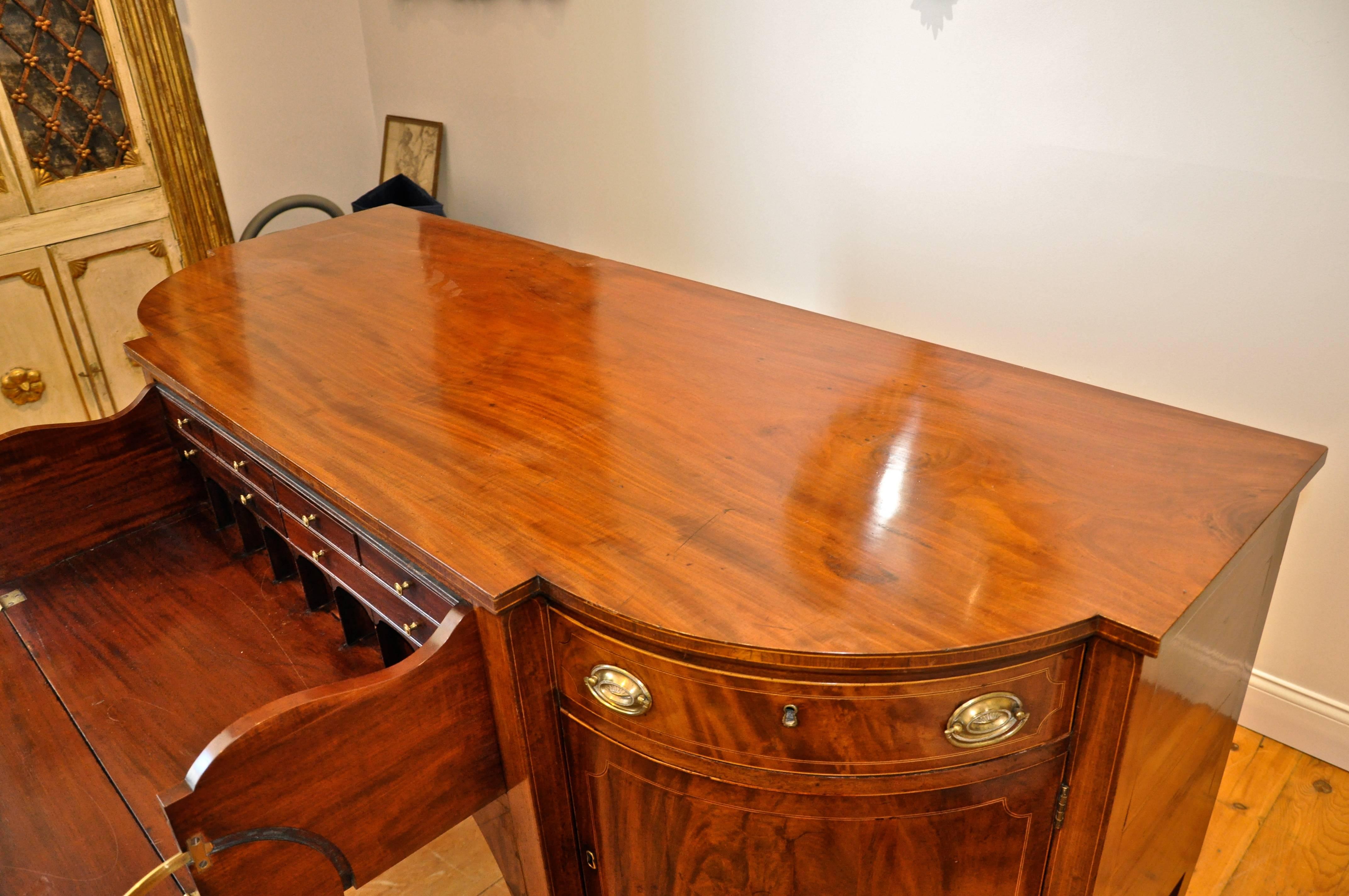 19th Century Period American Federal Mahogany Sideboard with Original Desk Interior