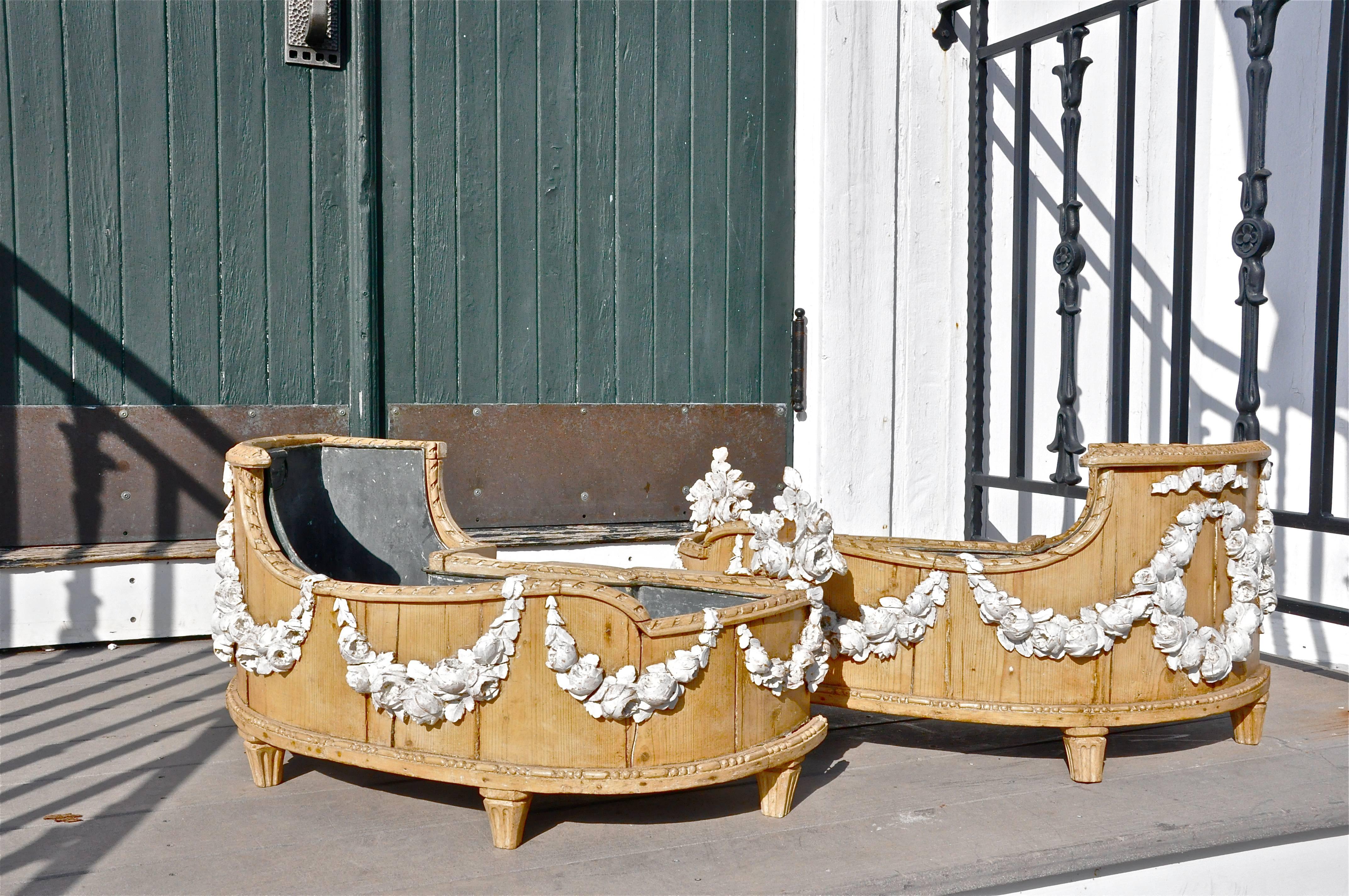 Carved Pair of Late 18th-Early 19th Century French Louis XVI Planters