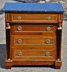 Pair of French Empire Style Mahogany Small Bedside Commodes or Chests