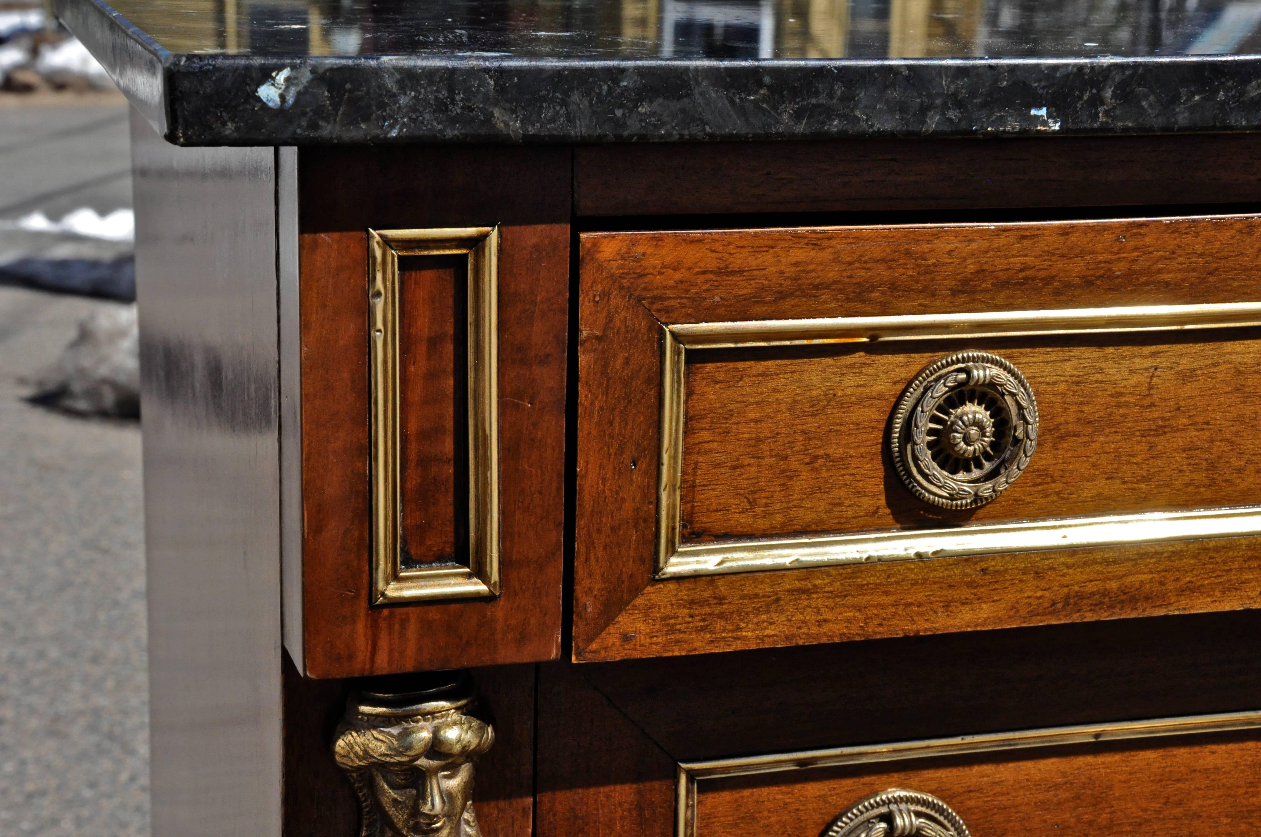 20th Century Pair of French Empire Style Mahogany Small Bedside Commodes or Chests