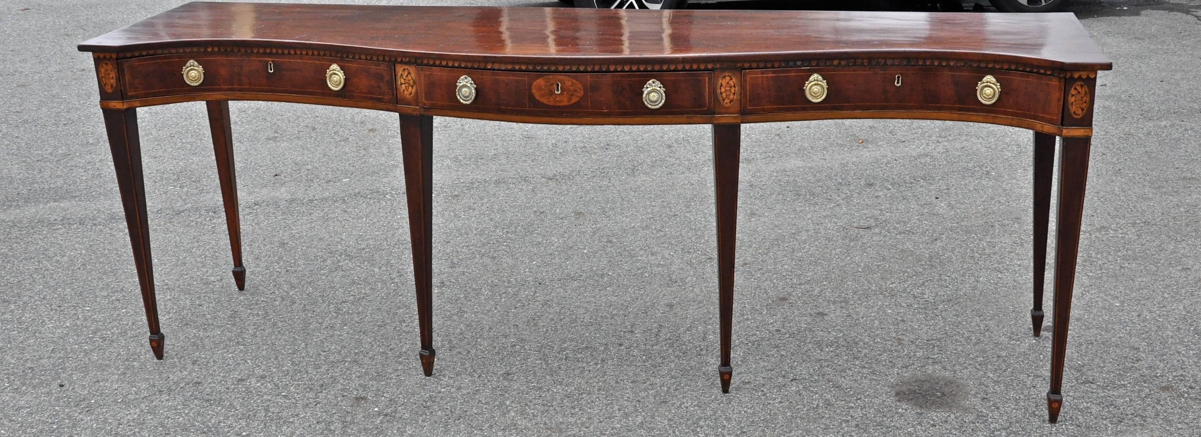 English 18th Century George III Mahogany Serpentine Serving Table or Sideboard
