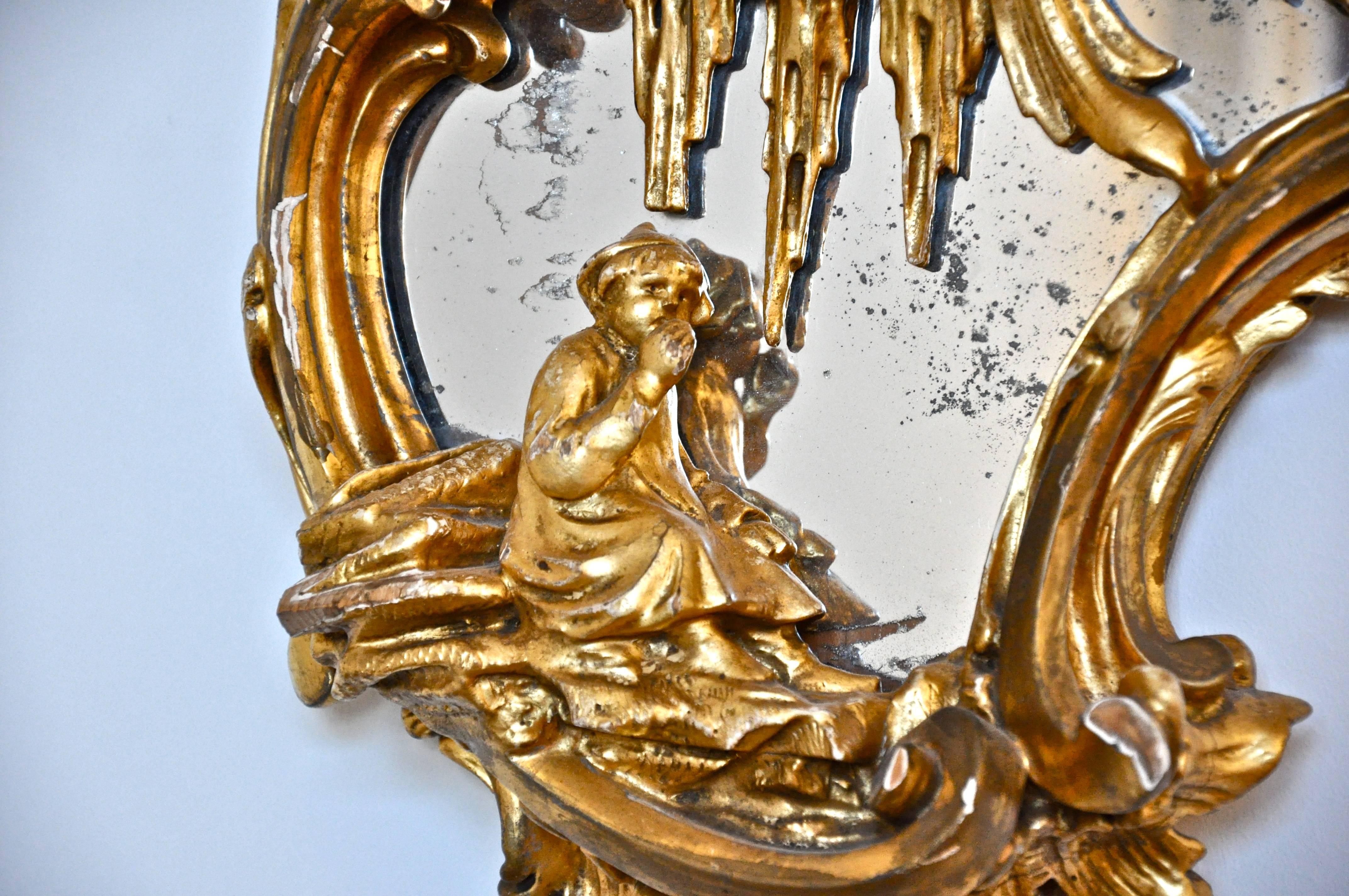 English Pair of 18th Century Girandole Mirrors Attributed to Thomas Johnson For Sale
