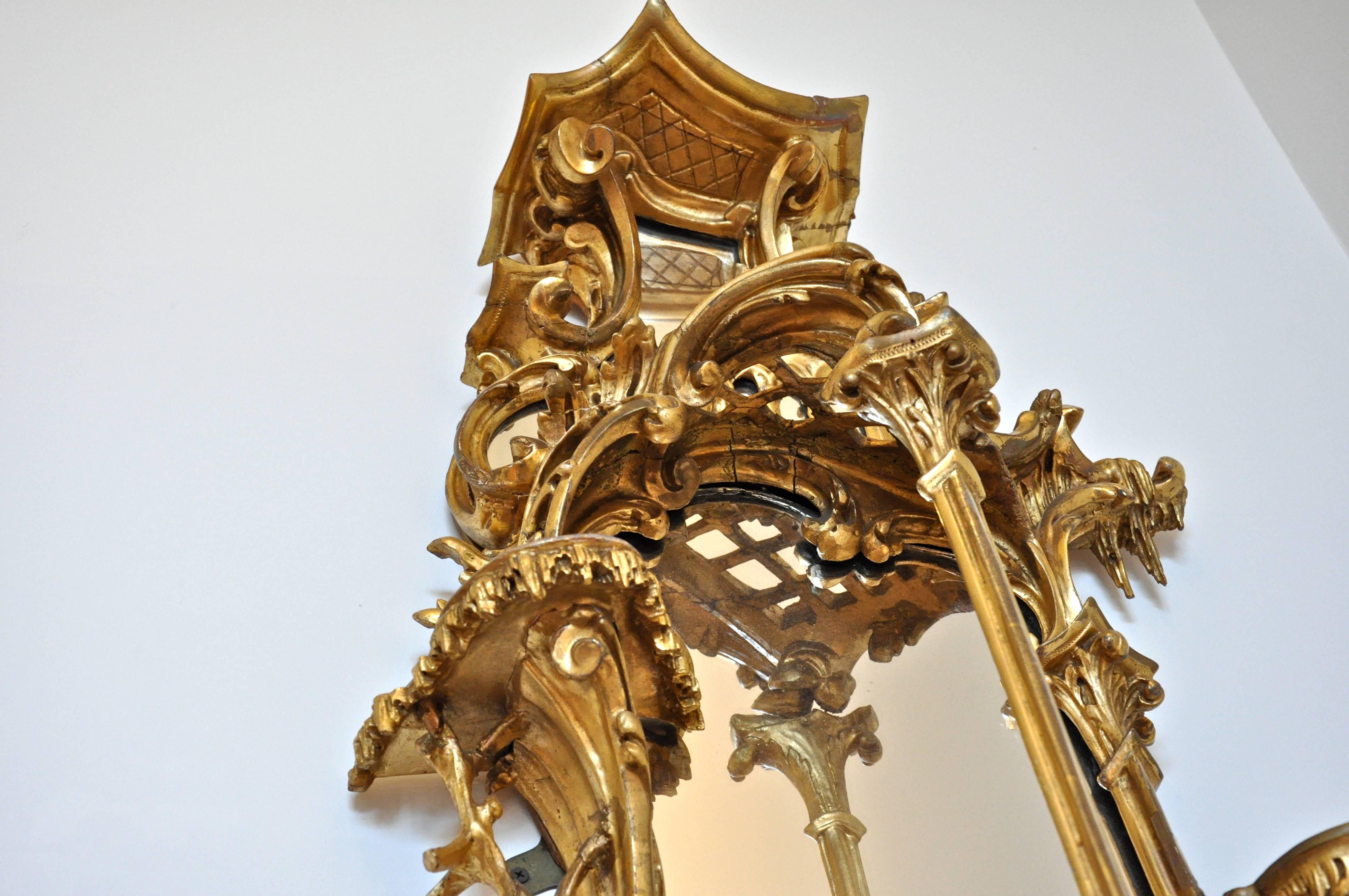 Pair of 18th Century Girandole Mirrors Attributed to Thomas Johnson For Sale 1
