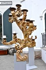 Pair of Monumental 18th Century Italian Giltwood Sconces or Candelabra