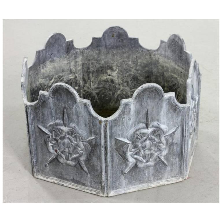 Pair of English Lead Tudor Planter Garden Boxes or Jardinieres at