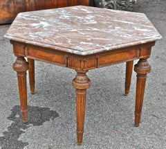 19th Century French Neoclassical Hexagonal Centre Table with Marble Top