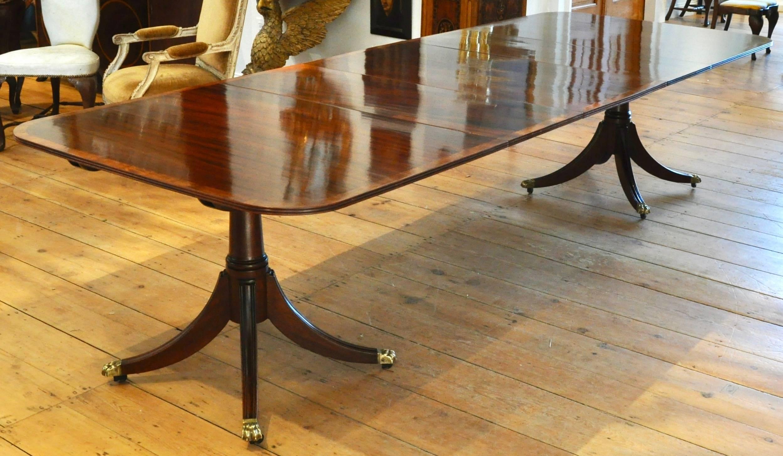 American Early 20th Century Regency Style Two Pedestal Mahogany Dining Table