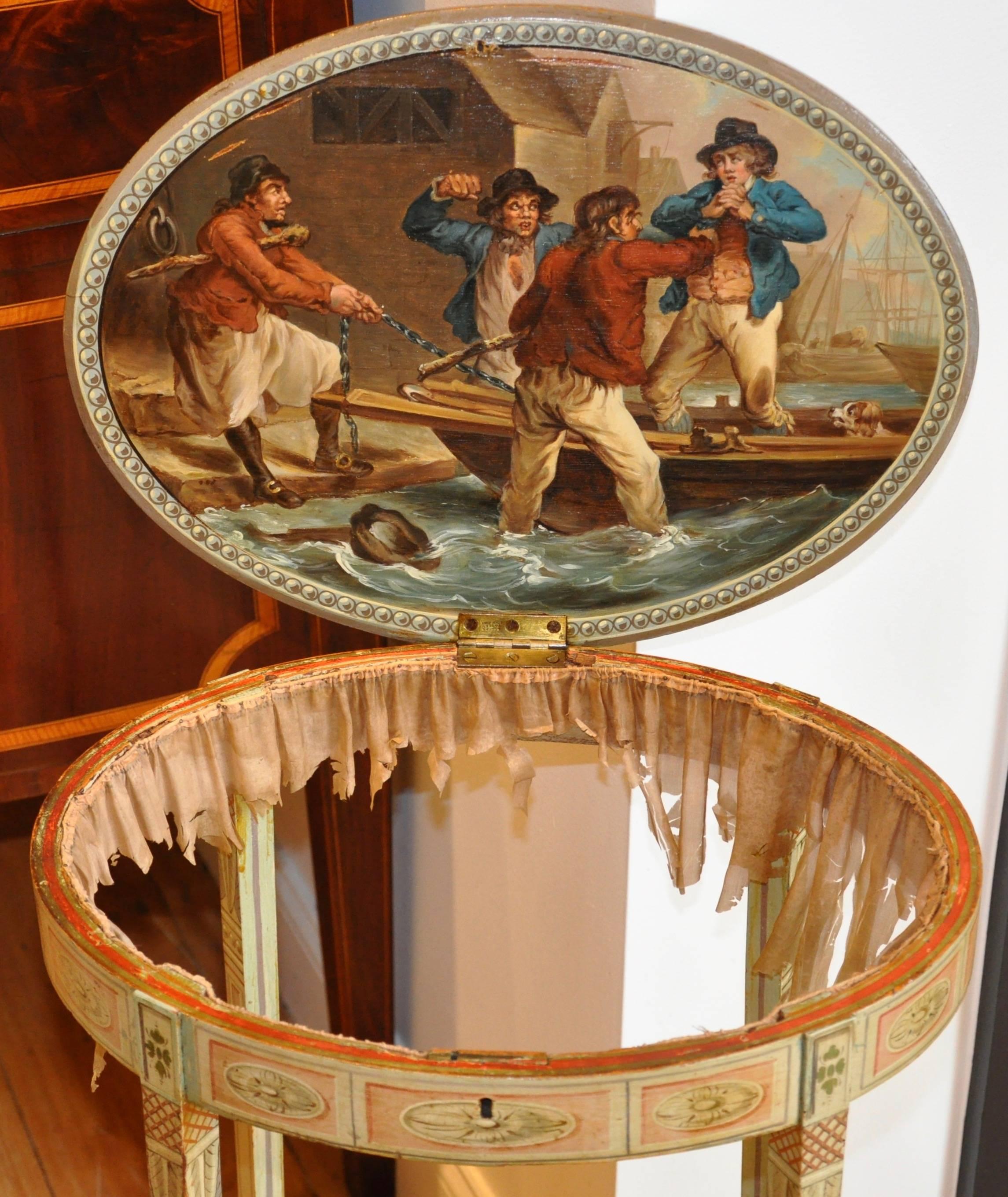 18th Century Period English Robert Adam Painted Neoclassical Work Table, circa 1770 For Sale