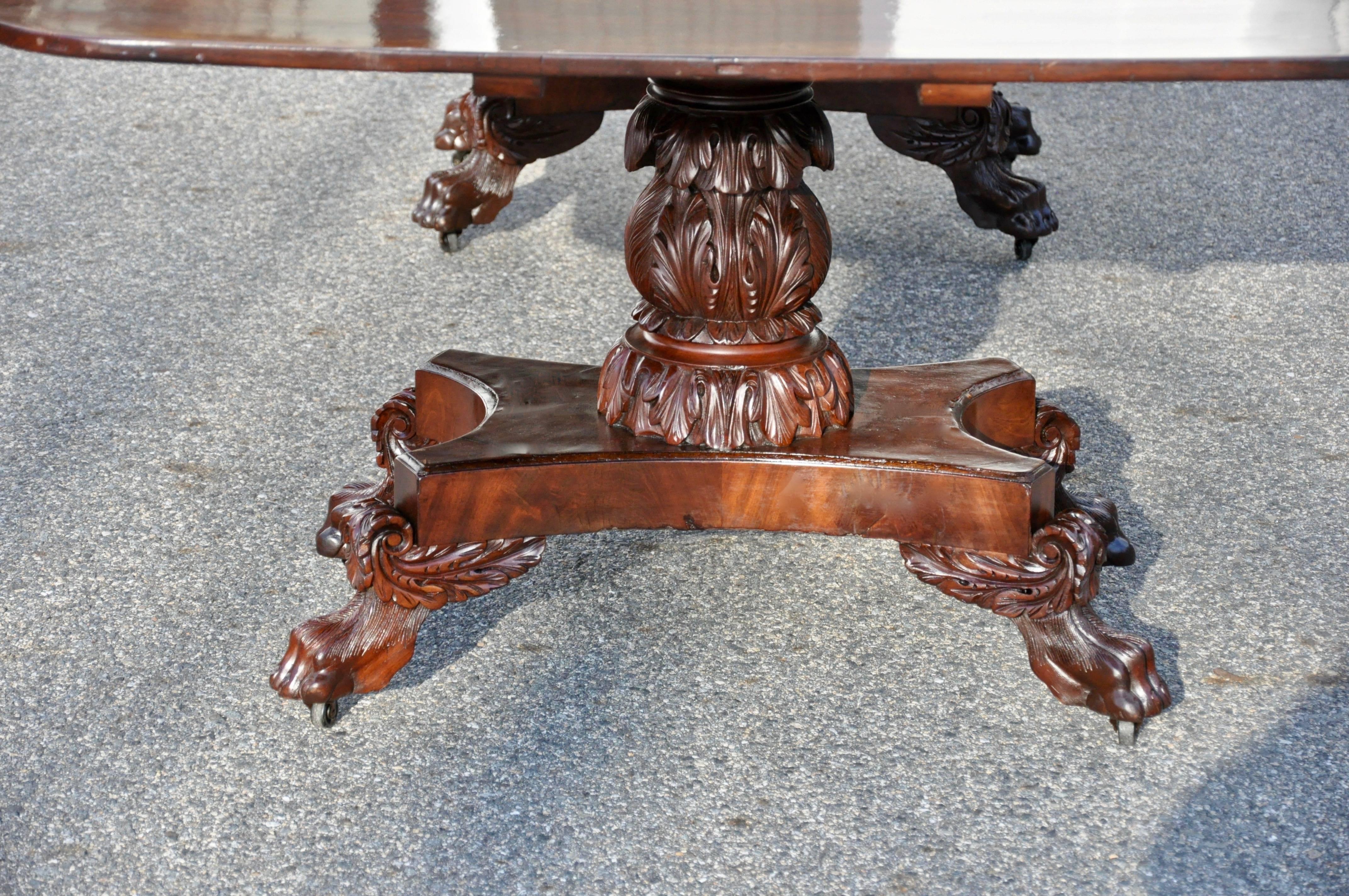 19th Century Period American Federal Dining Two-Pedestal Classical Table, circa 1820