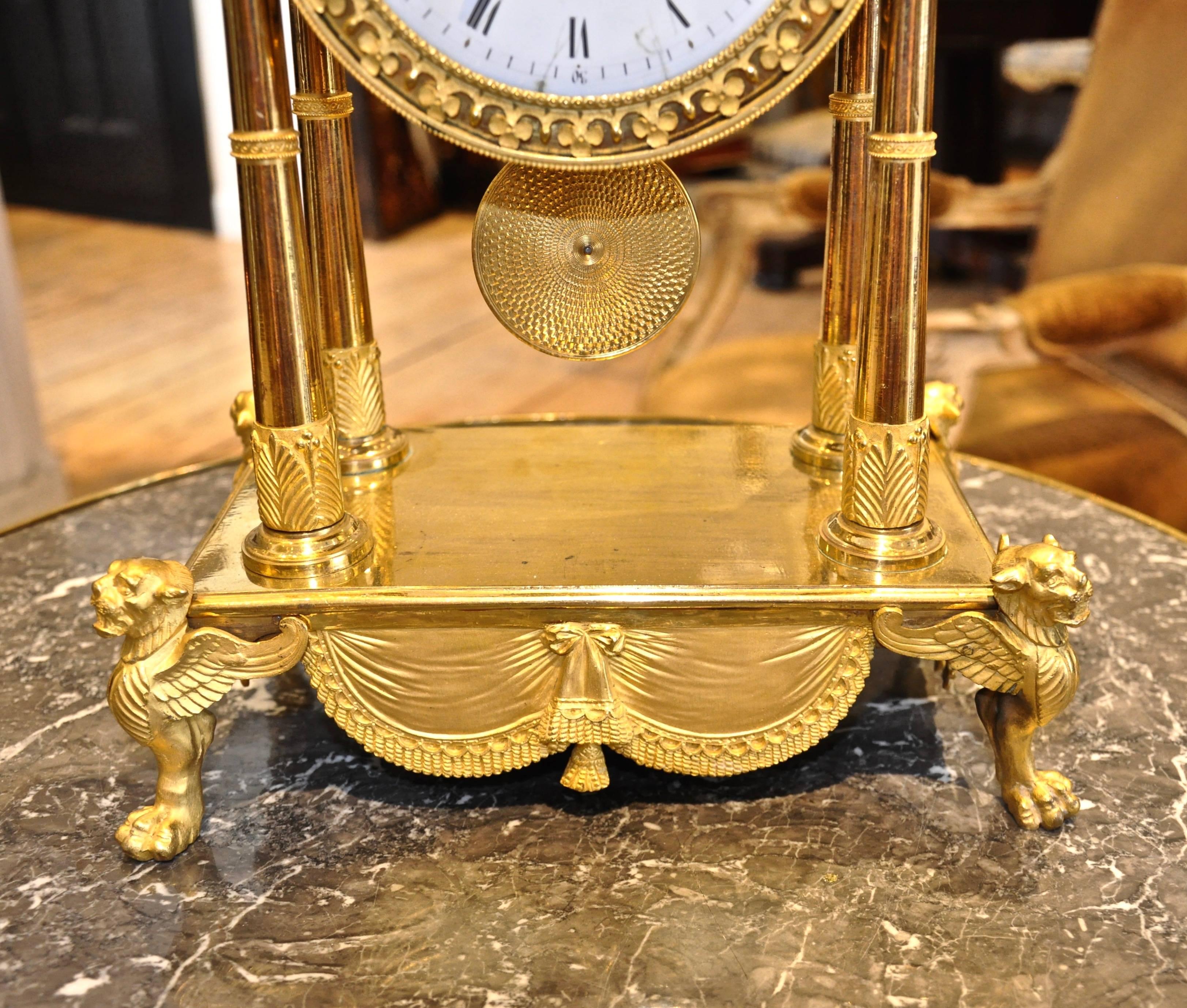 Directoire Period French Ormolu Director Pegasus Clock, circa 1795