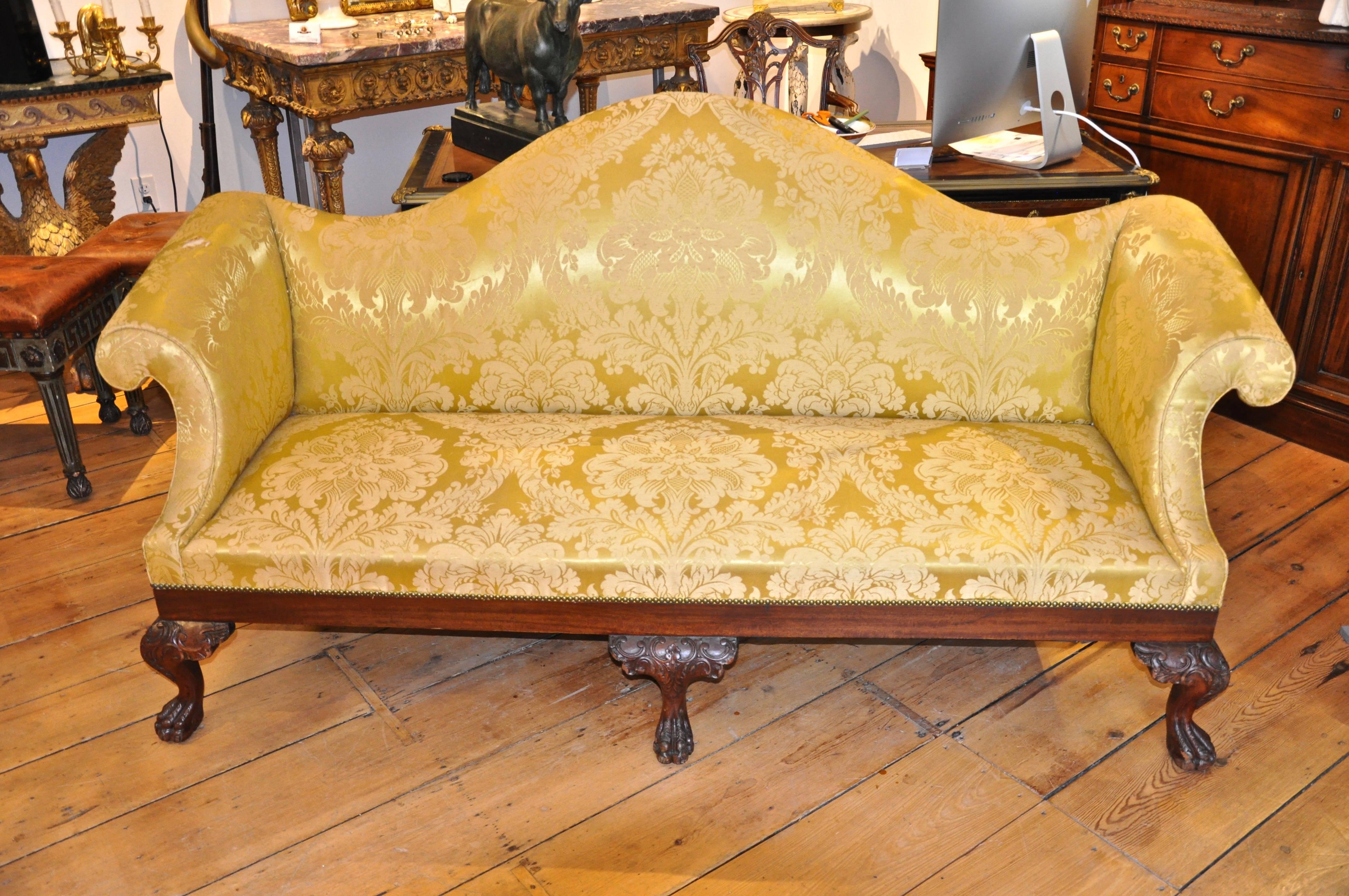 19th century camelback sofa in Affleck style

- mahogany
- hairy paw foot
- Philadelphia.