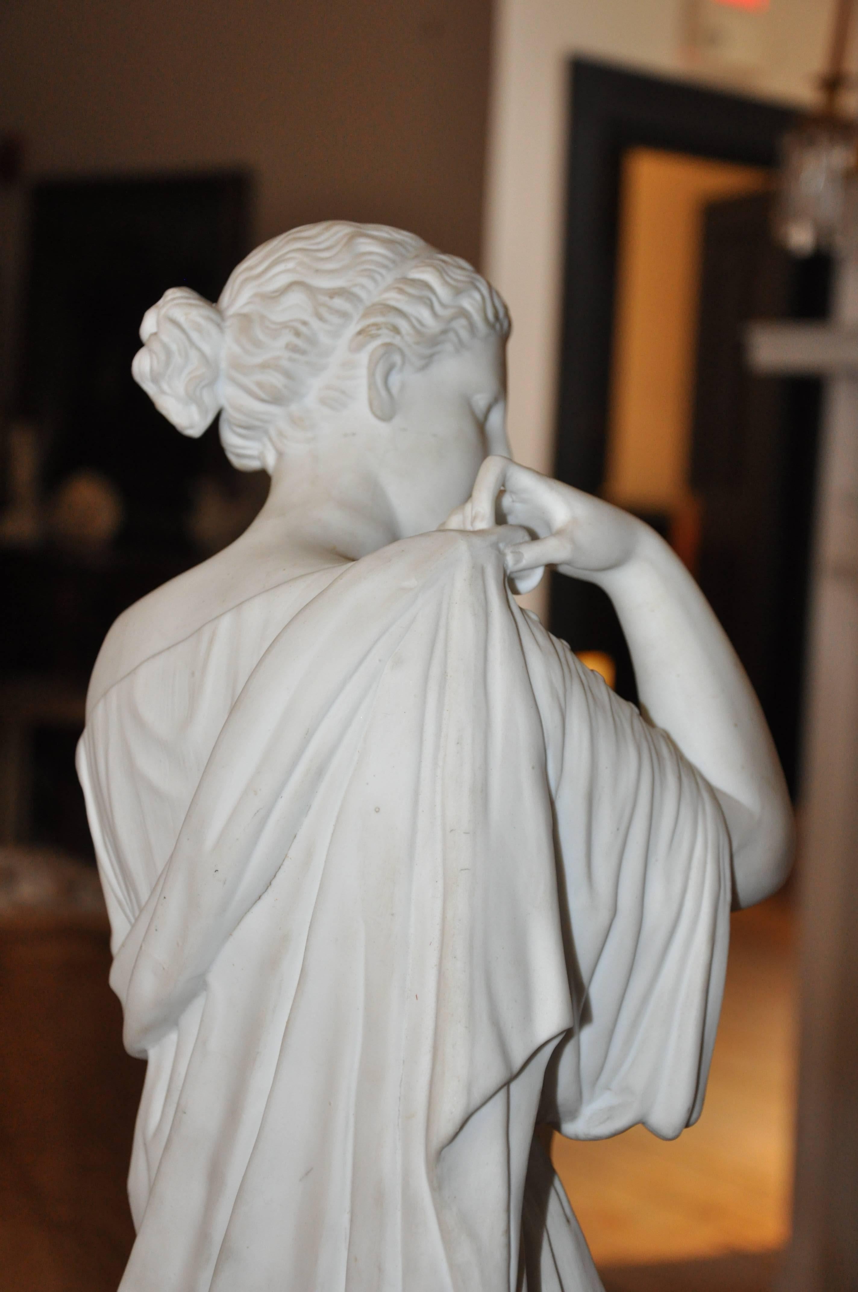 French 19th Century Neoclassical Bisque Porcelain Statue of Diana de Gabii by Limoges