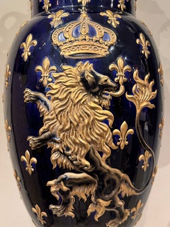 Large Lunéville Earthenware Vase, Keller and Guérin 19th Century