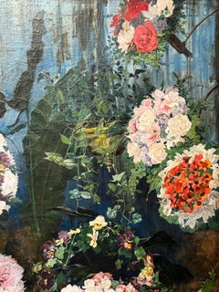Una natura morta con fiori di grandi dimensioni, olio su tela, Francia, 1880–1890 circa