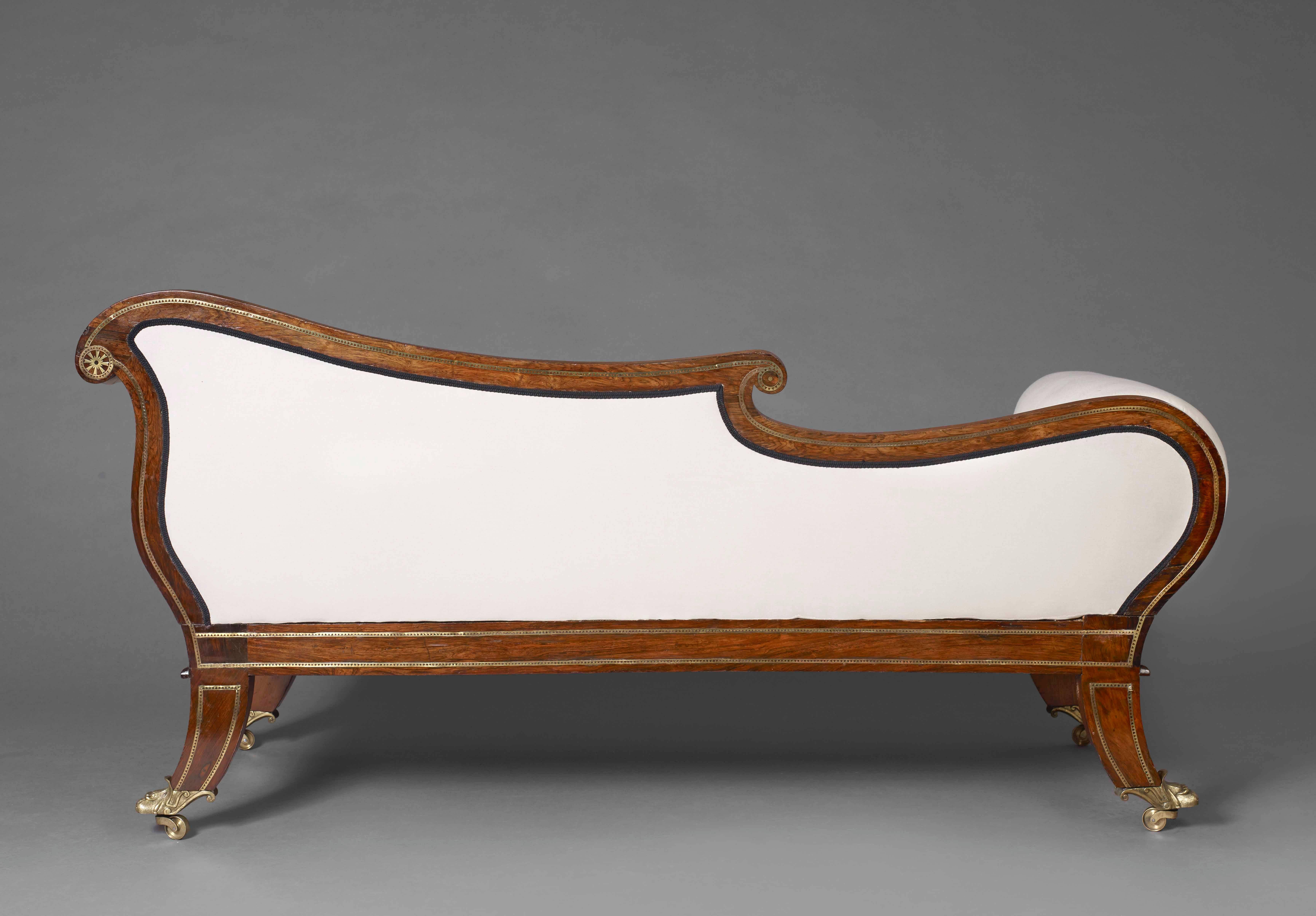 English Regency Rosewood Chaise Longue For Sale