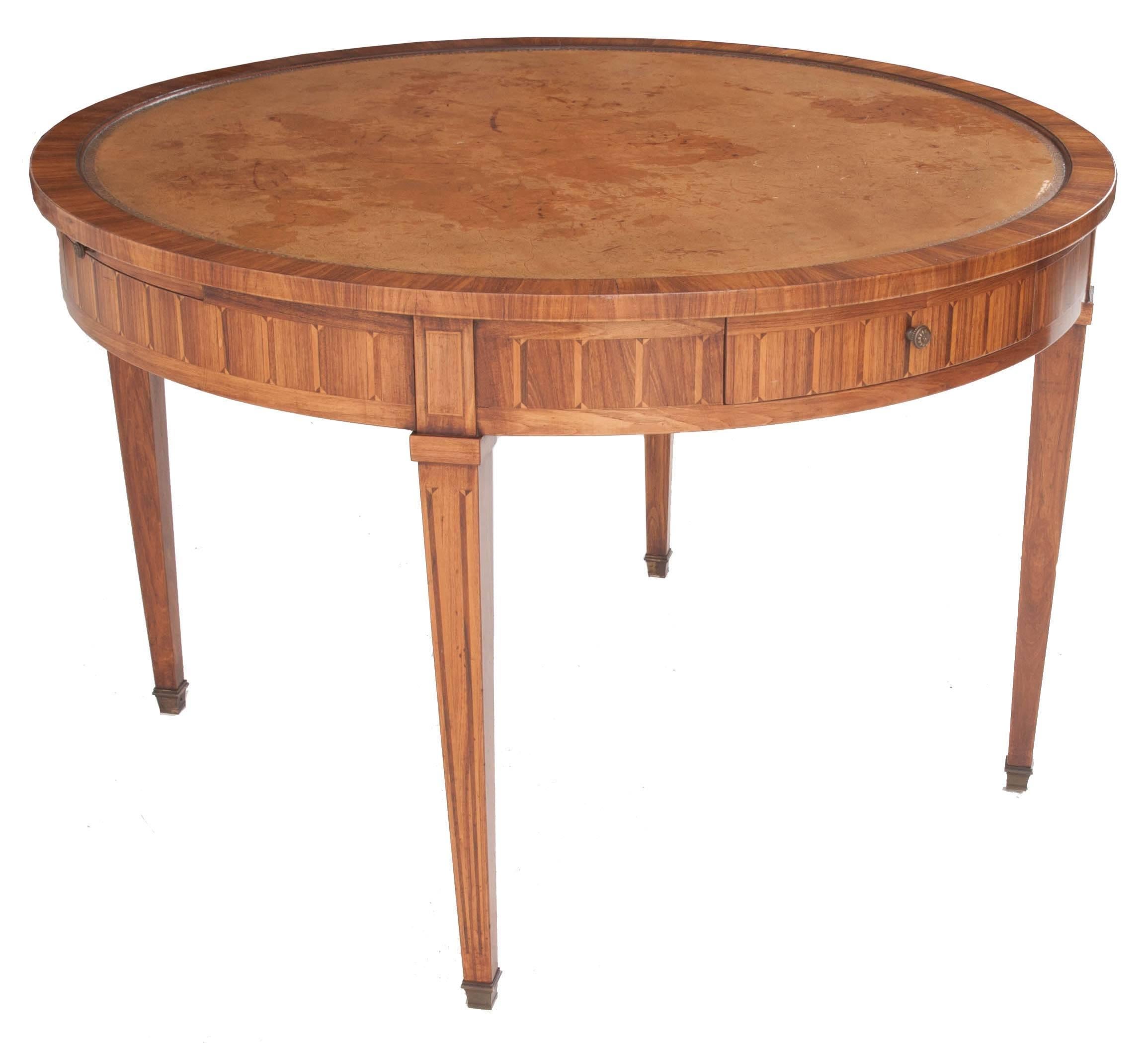 French 19th Century Directoire Round Leather Top Table