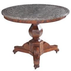 French 19th Century Restauration Mahogany Center Table with Marble Top 3