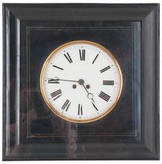 French 19th Century Ebony Square Wall Clock