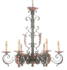 French 19th Century Painted Iron Chandelier