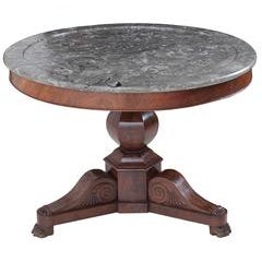 French 19th Century Restauration Mahogany Center Table with Marble Top 4