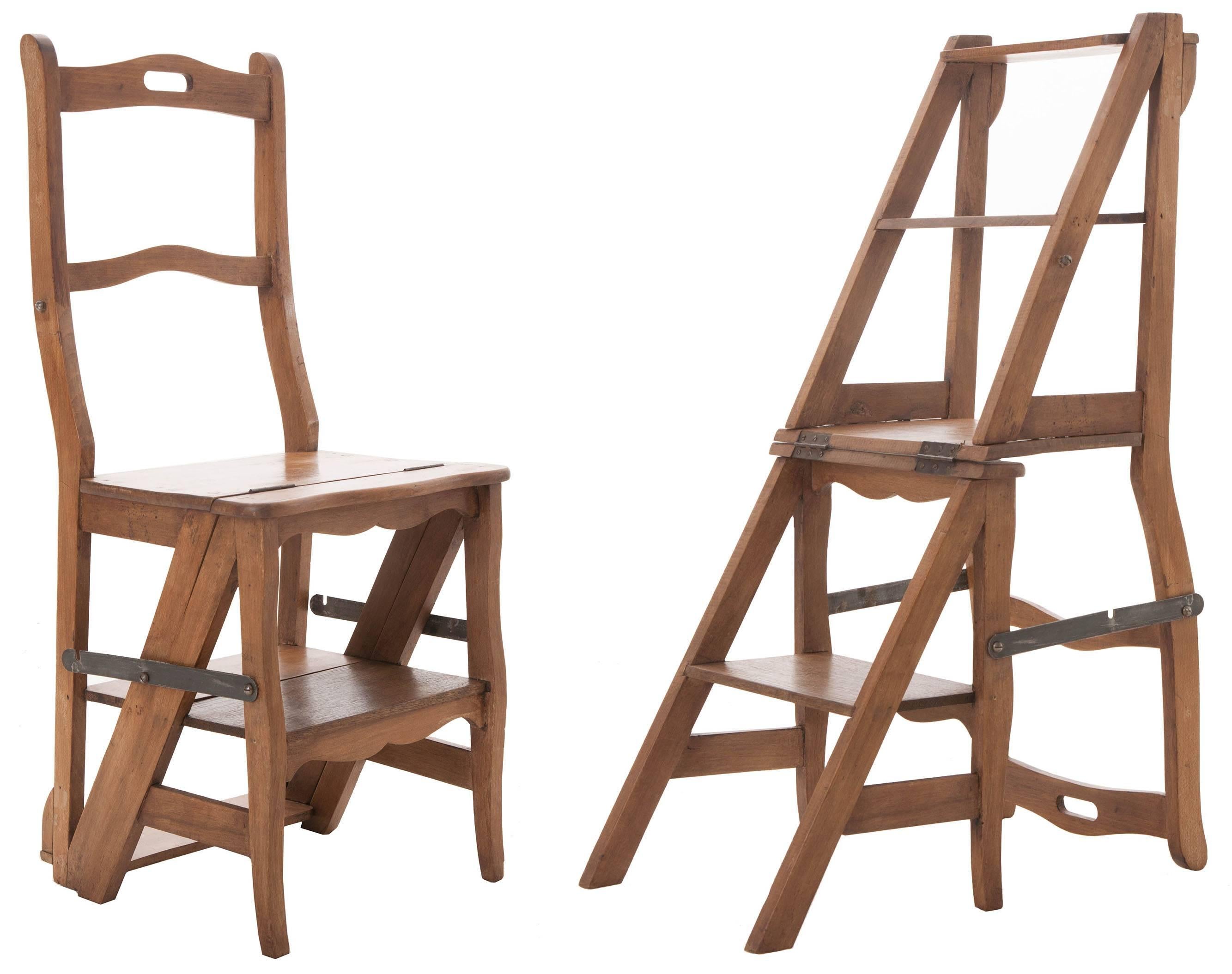 French Vintage Oak Ladder Chair
