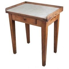 19th Century English Pine and Marble Butcher's Table