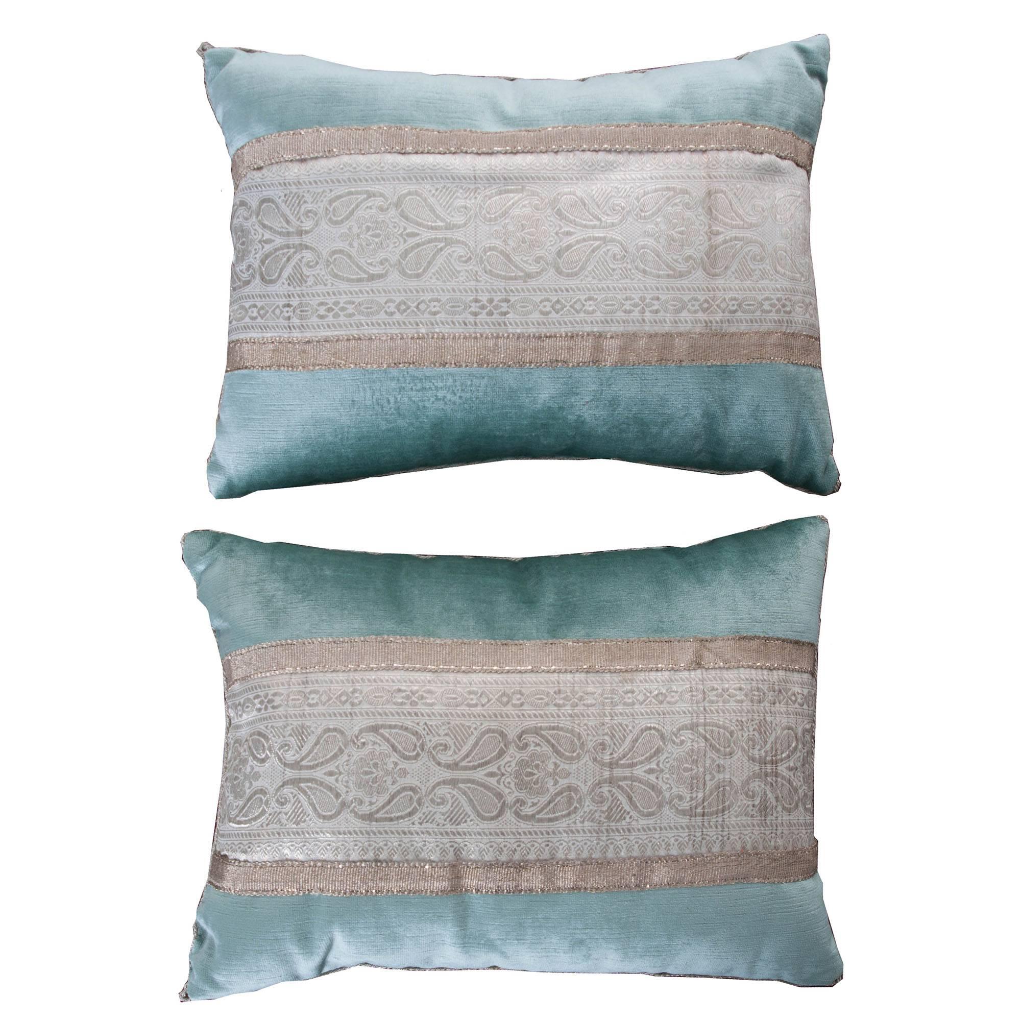 Pair of Antique Textile Pillows by B.Viz Designs