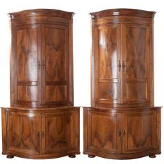 Pair of French 19th Century Walnut Corner Cabinets