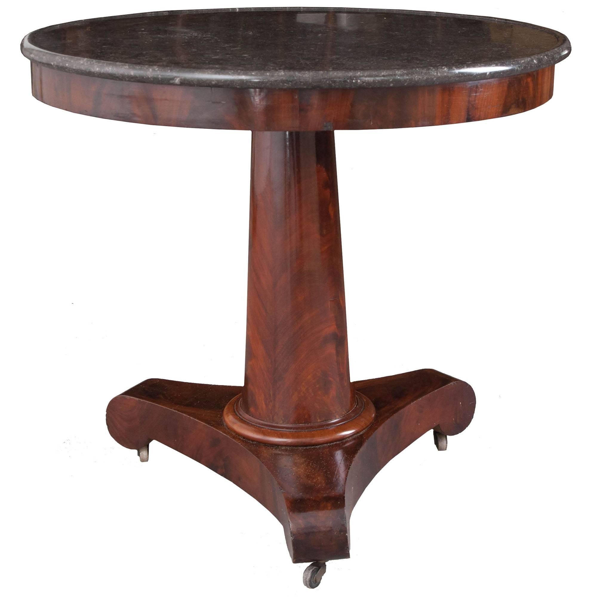French 19th Century Round Empire Marble Top Pedestal Table at 1stDibs