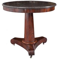 Antique French 19th Century Round Empire Marble Top Pedestal Table
