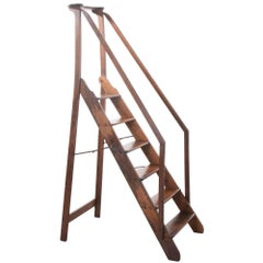 French 19th Century Walnut Folding Library Ladder