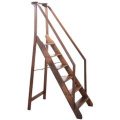 French 19th Century Walnut Folding Library Ladder 1