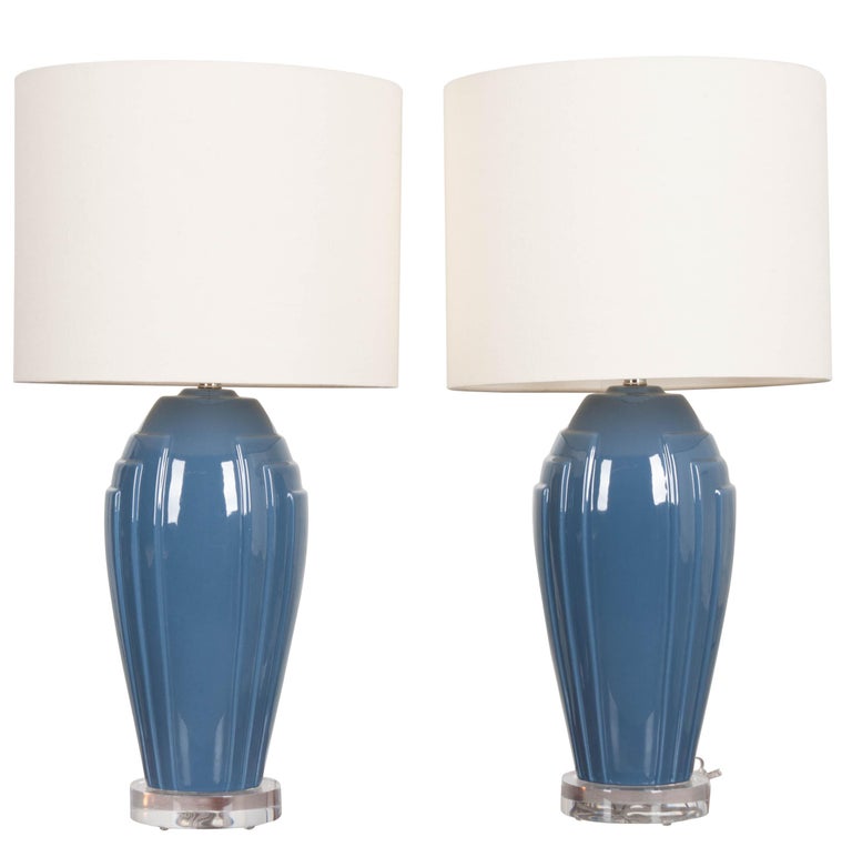Pair Of Vintage Art Deco Style Lamps With Shades For At 1stdibs Pair Of Vintage Art Deco Style Lamps With Shades For