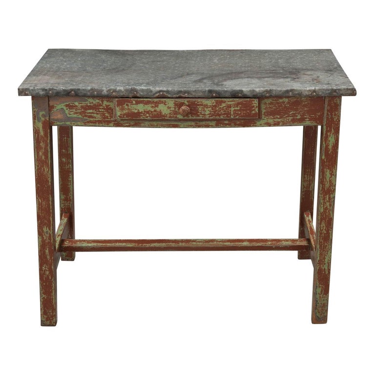 English Early 20th Century Zinc Top Garden Table For At 1stdibs English Early 20th Century Zinc Top Garden Table For