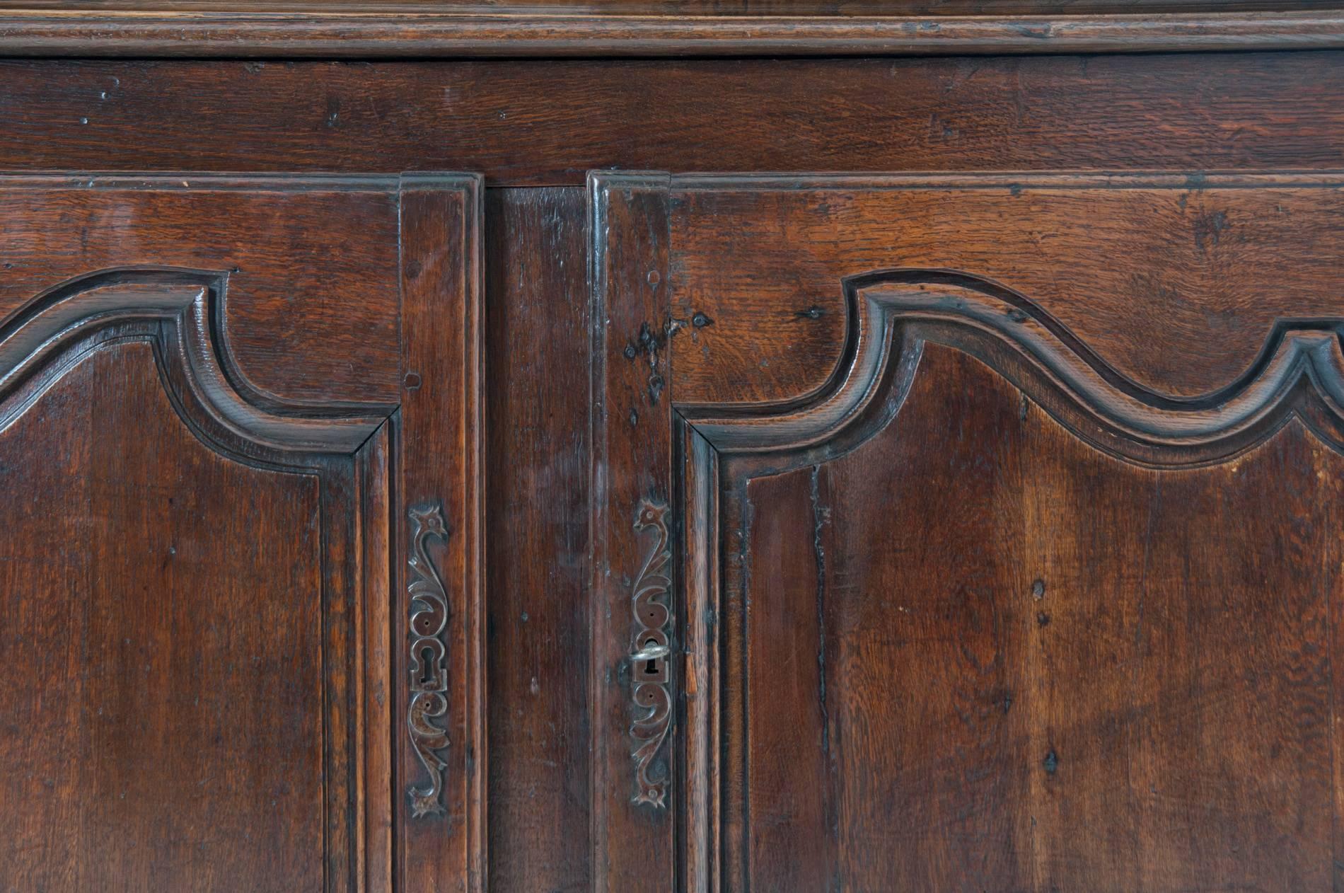 Hand-Carved French 18th Century Oak Buffet a' Deux Corps