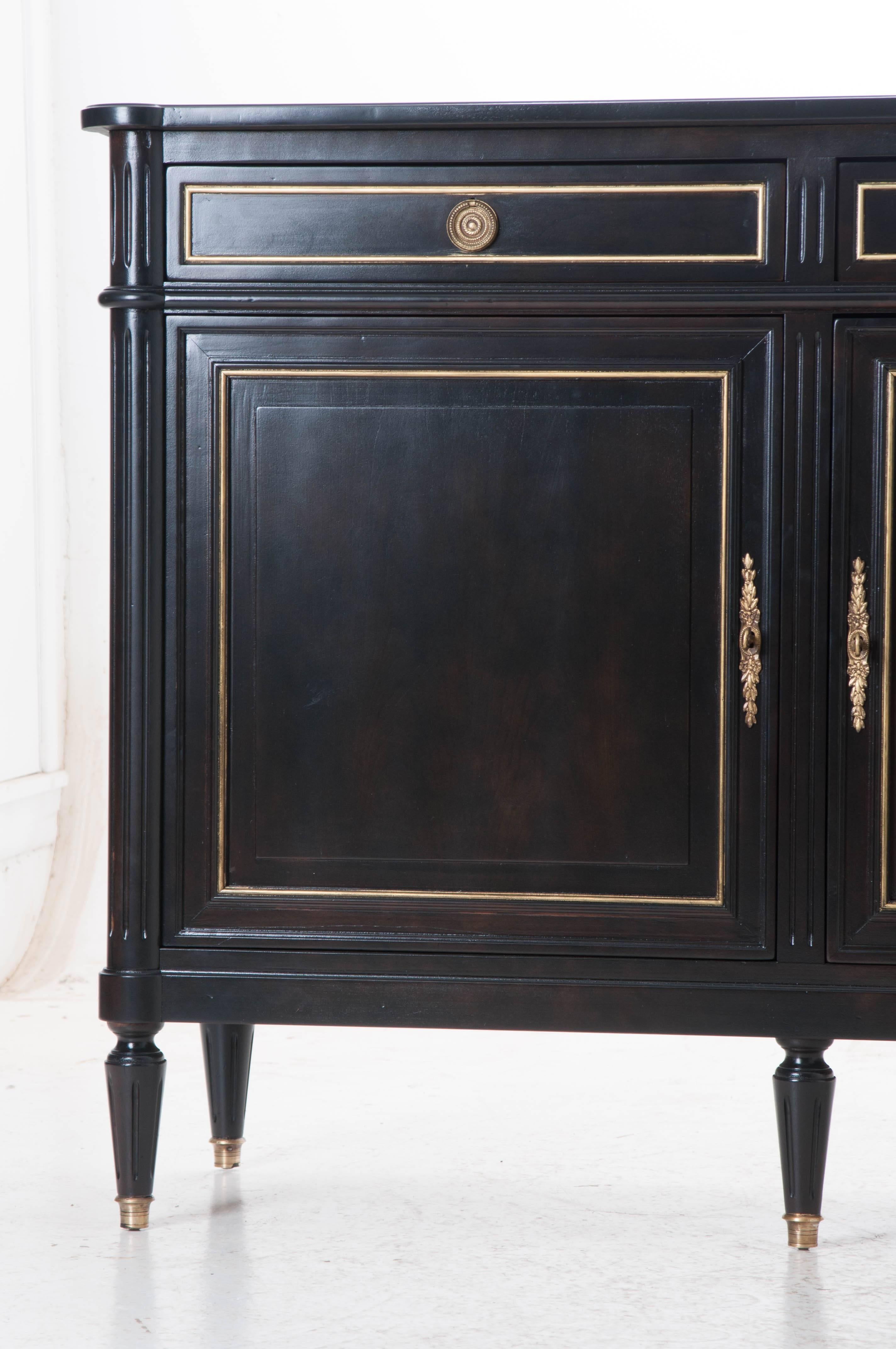 French 20th Century Louis XVI Style Ebony and Gilt Enfilade 2