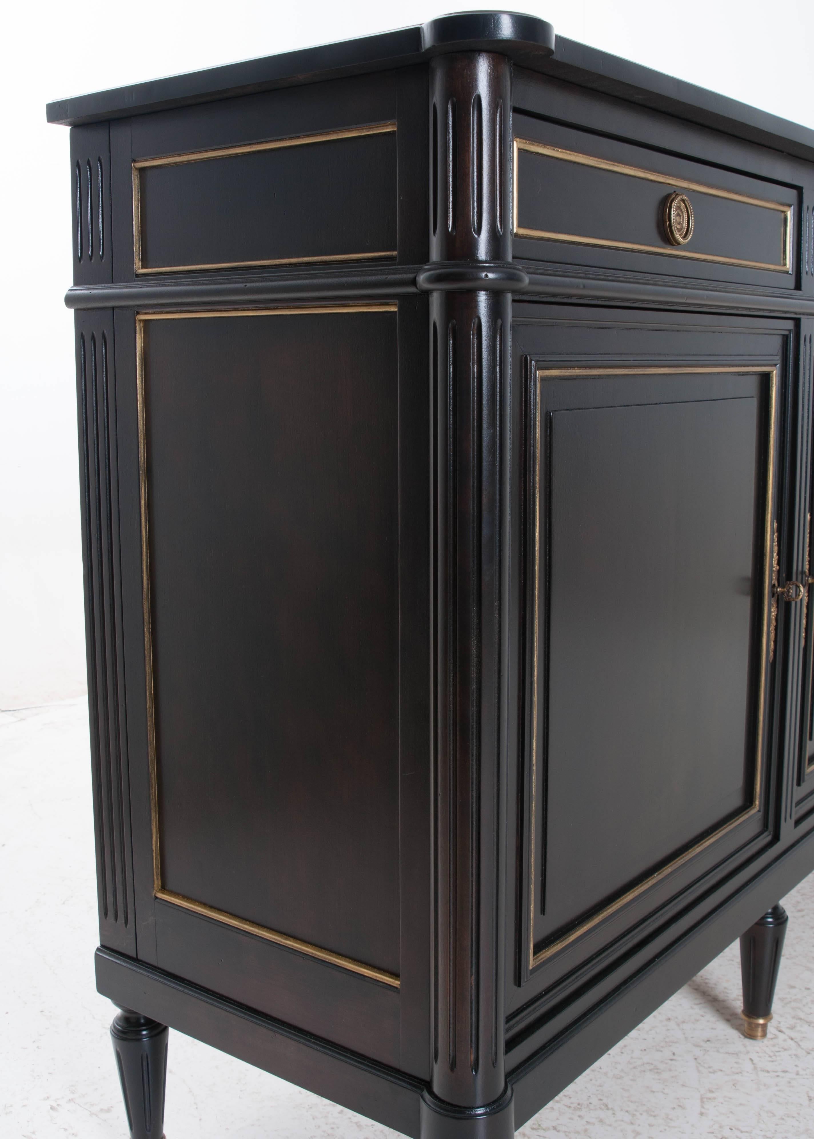 French 20th Century Louis XVI Style Ebony and Gilt Enfilade 5