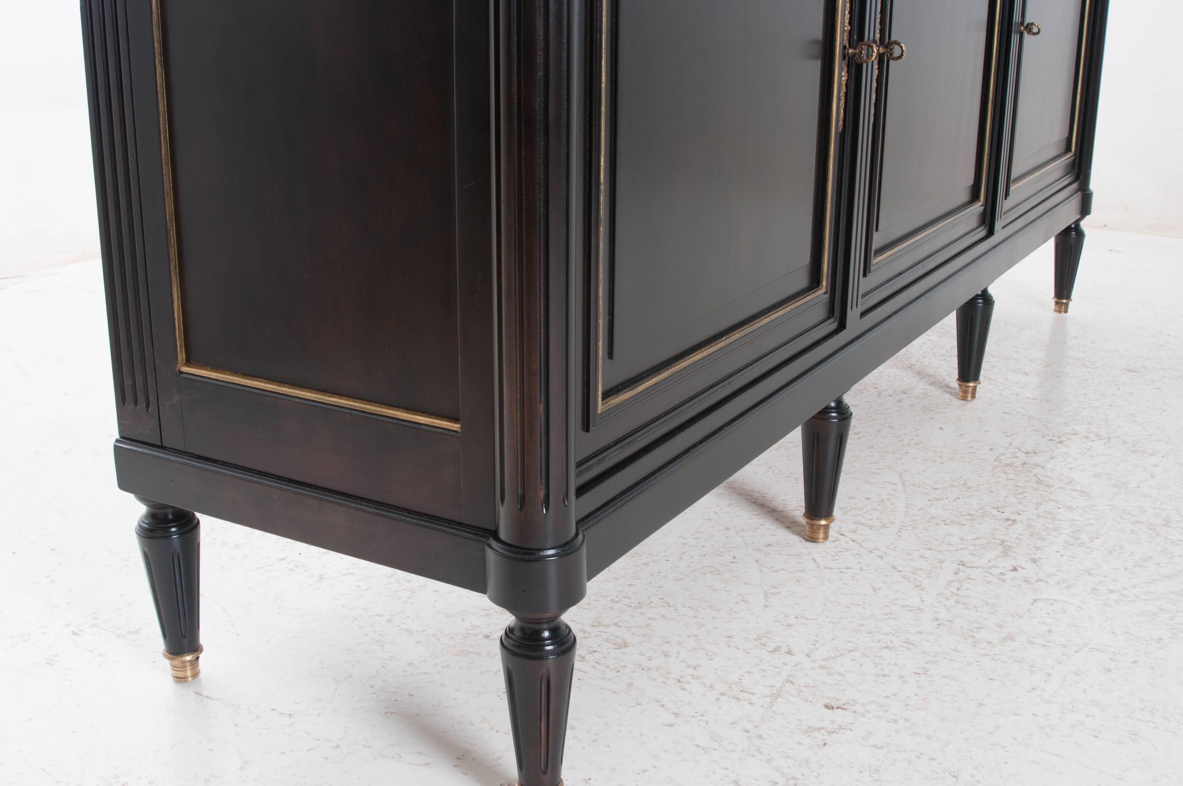 French 20th Century Louis XVI Style Ebony and Gilt Enfilade 6