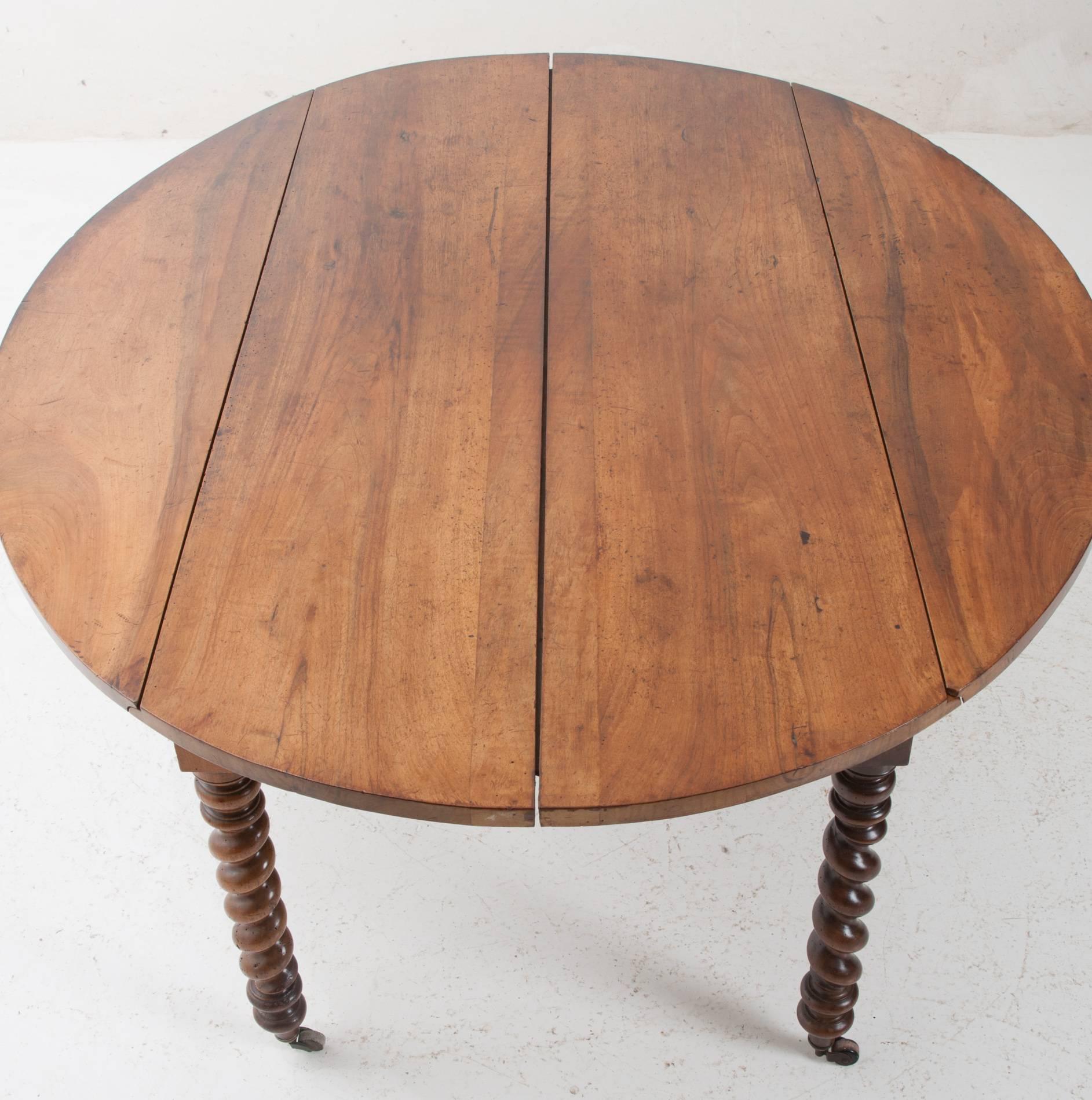 French 19th Century Cherry Drop-Leaf Table 1